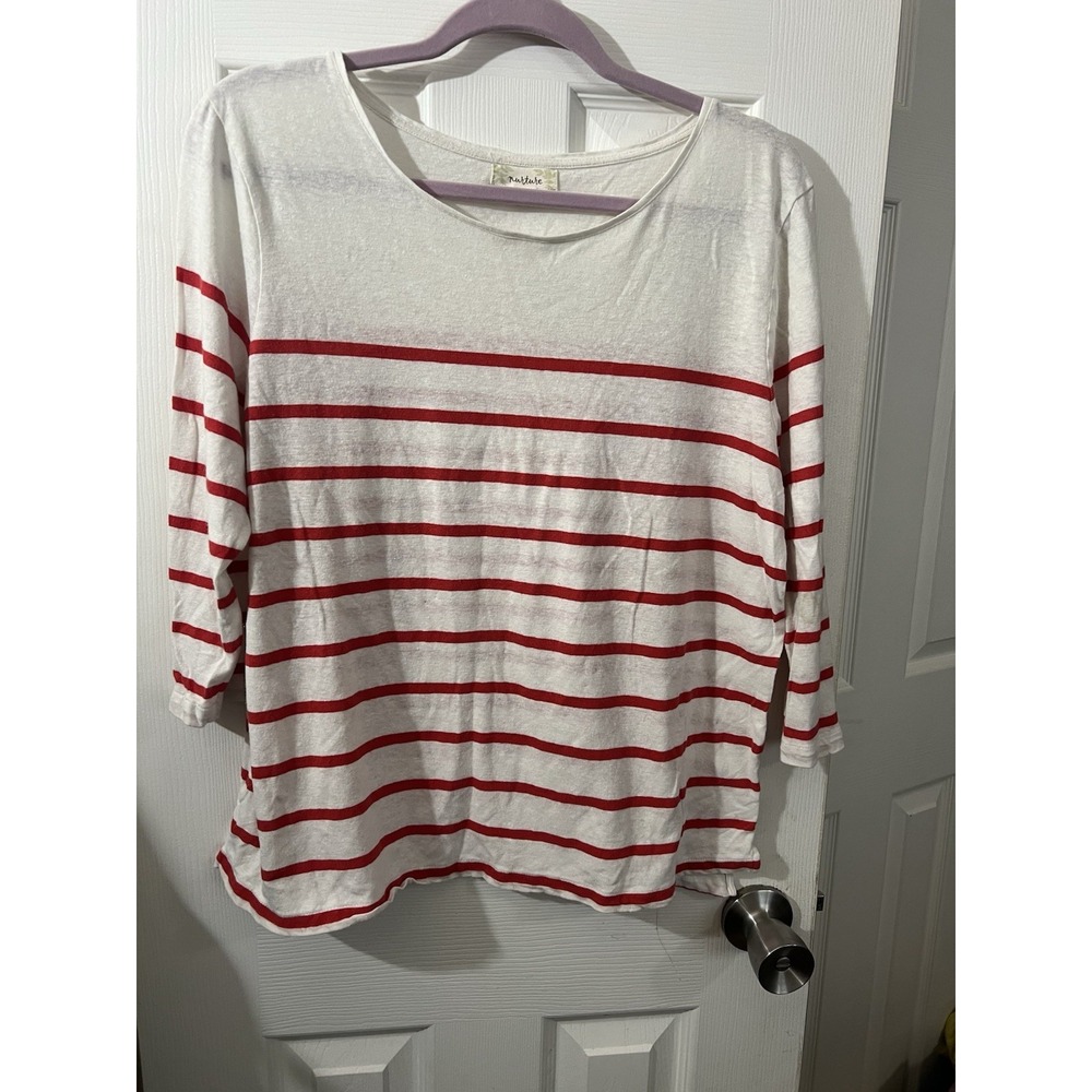 Nurture Size Large Top Red Stripe 3/4 Sleeve Great For Fall